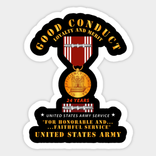 Army - Good Conduct w Medal w Ribbon - 24 Years Sticker